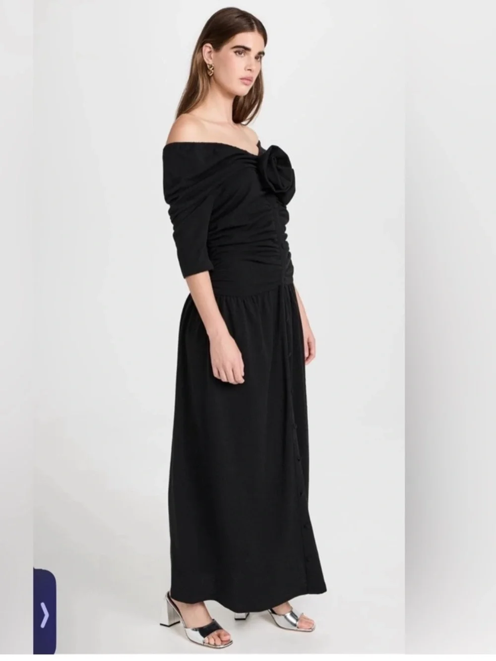 Tach Clothing Adalena Knotted Maxi Dress Black Off The Shoulder - Picture 3 of 8